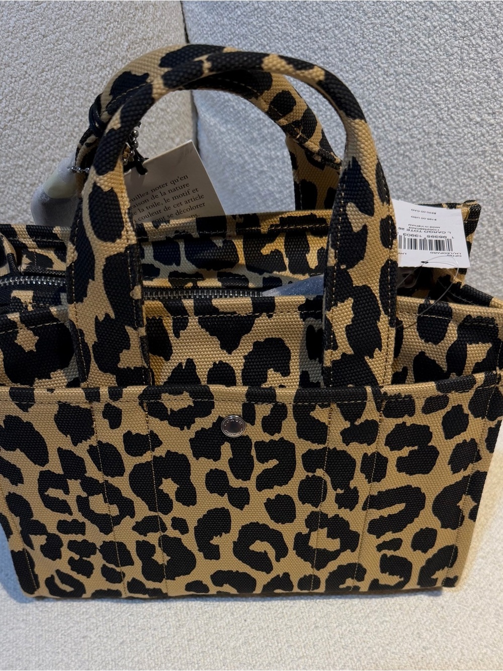 Coach Leopard-Print Canvas Tote in Tan and Black - Picture 3 of 6